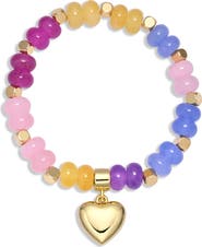 EYE CANDY LOS ANGELES Aurora Bloom 18k Gold Plated Heart Charm Stretch Bracelet