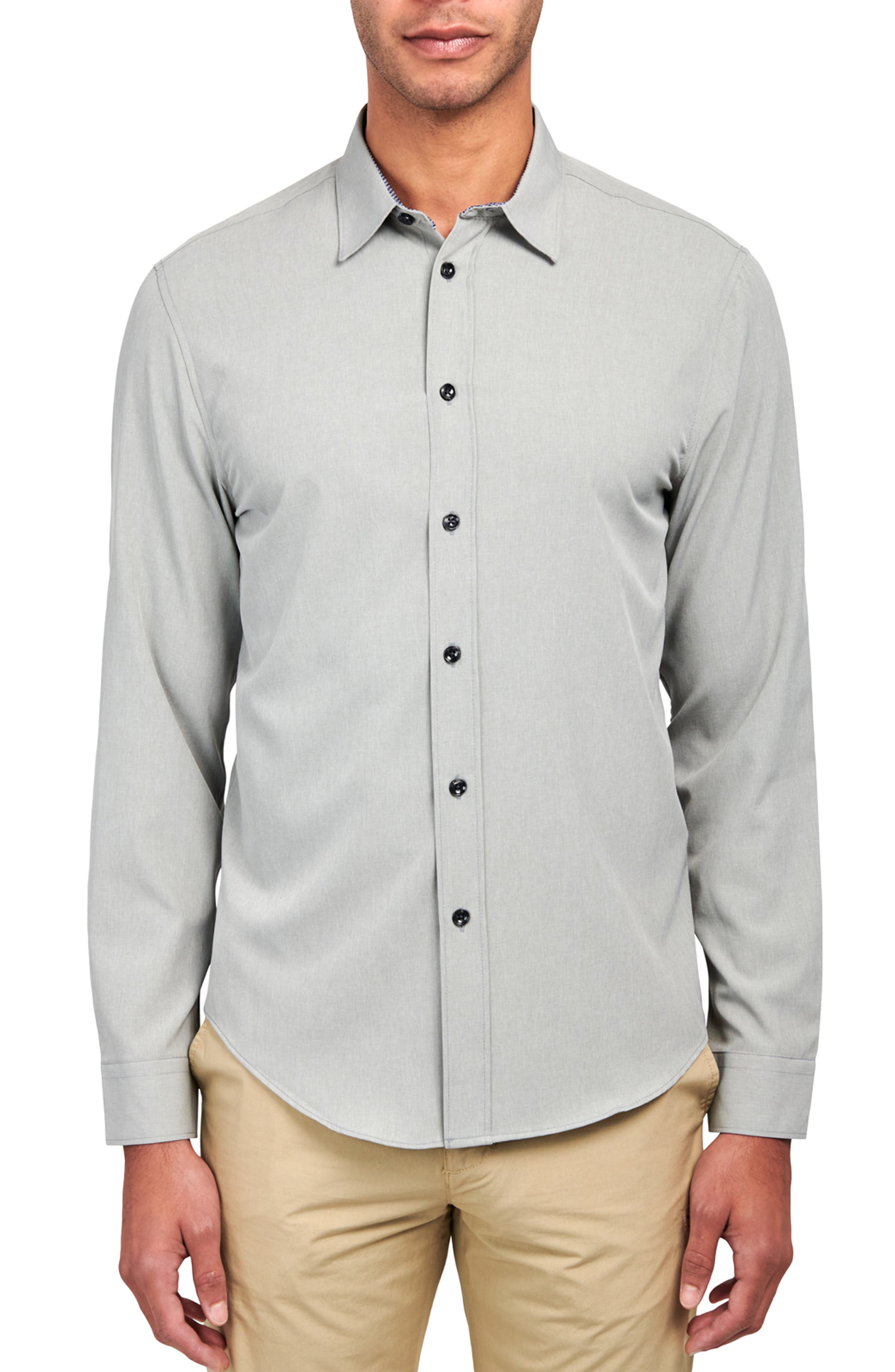 Slim Fit Solid 4-Way Stretch Performance Long Sleeve Shirt - image 3