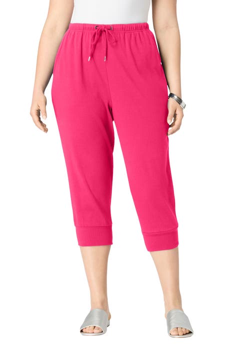 Plus Size Soft Knit Capri Pant With Drawstring Waist (Plus)