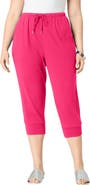 Roaman's Plus Size Soft Knit Capri Pant With Drawstring Waist
