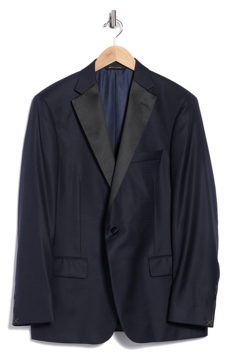 Heritage Gold Navy Jacquard Wool & Silk Blend Sport Coat, Main, color, Navy