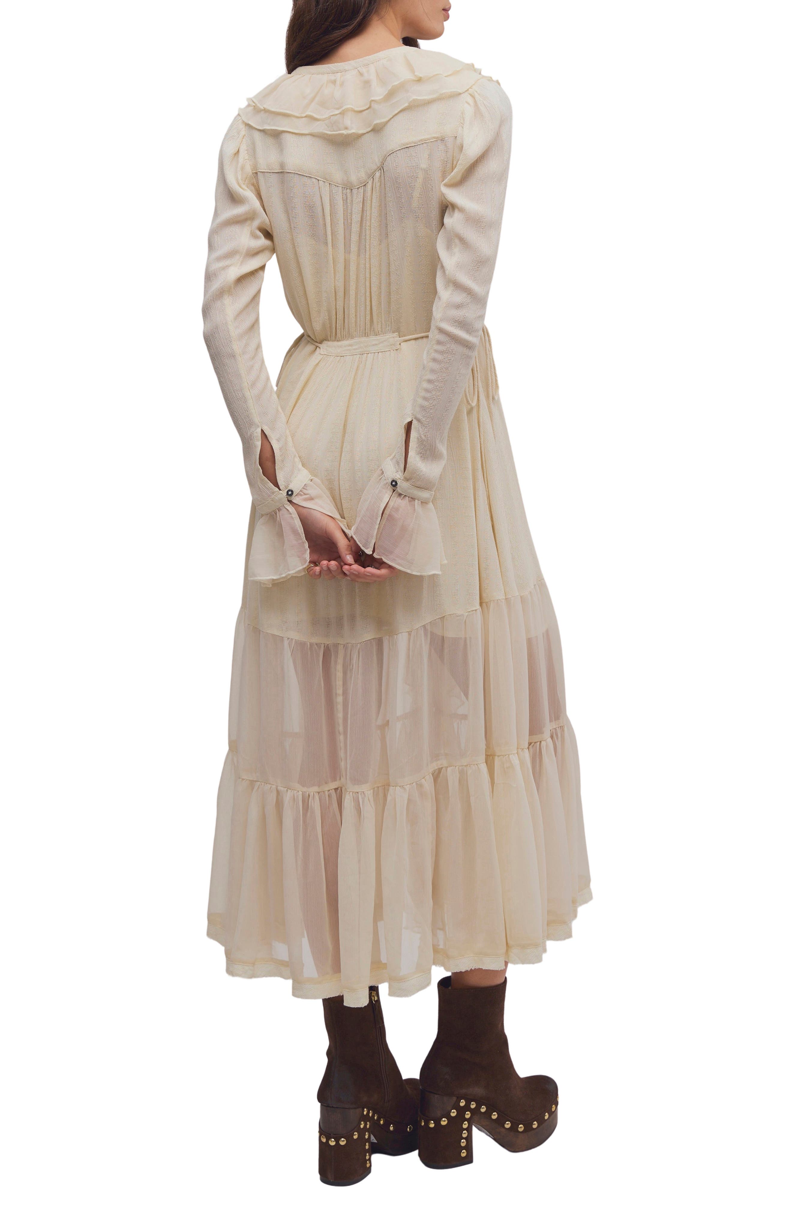 Free People Isla Ruffle Long Sleeve Midi Dress (Women) | Nordstrom