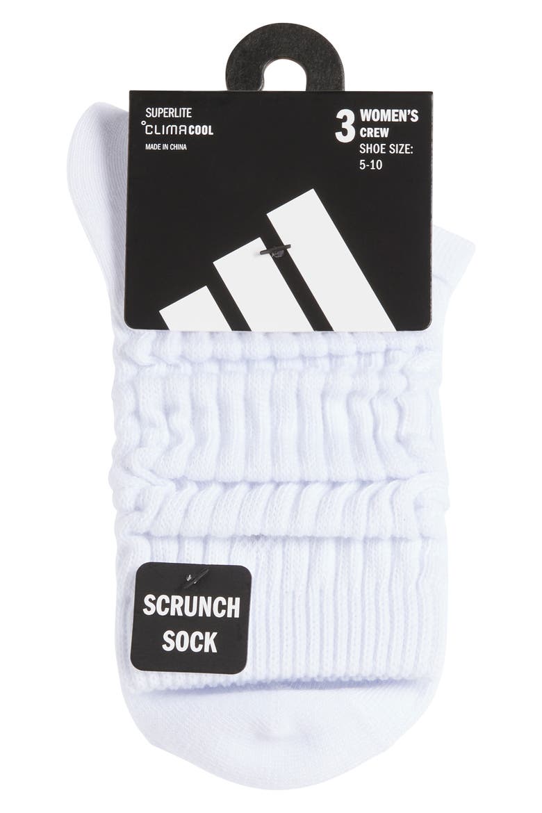Scrunch Athletic 3-Pack Crew Socks, Alternate, color, WHITE/ CLEAR ONIX GREY