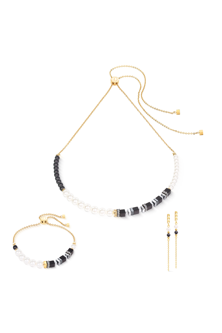 Precious Fusion Offset Slider Necklace Onyx, Alternate, color, Black-White