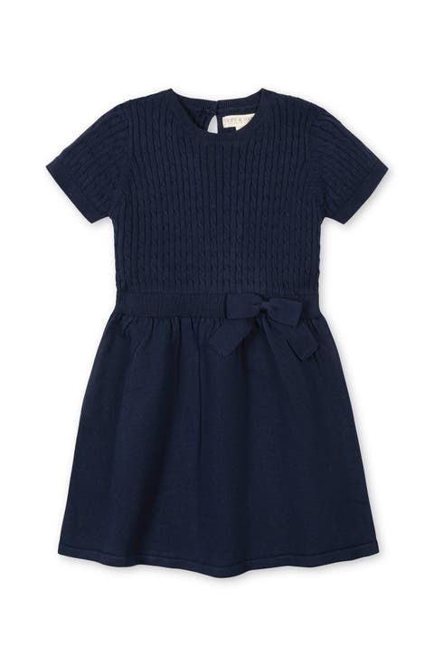 Kids' Organic Short Sleeve Cable Sweater Dress