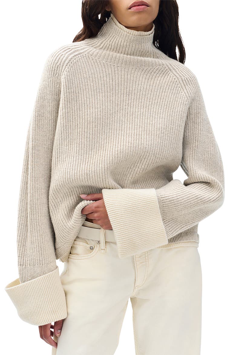 Ilaria Contrast Turtleneck Wool Sweater, Main, color, OAT