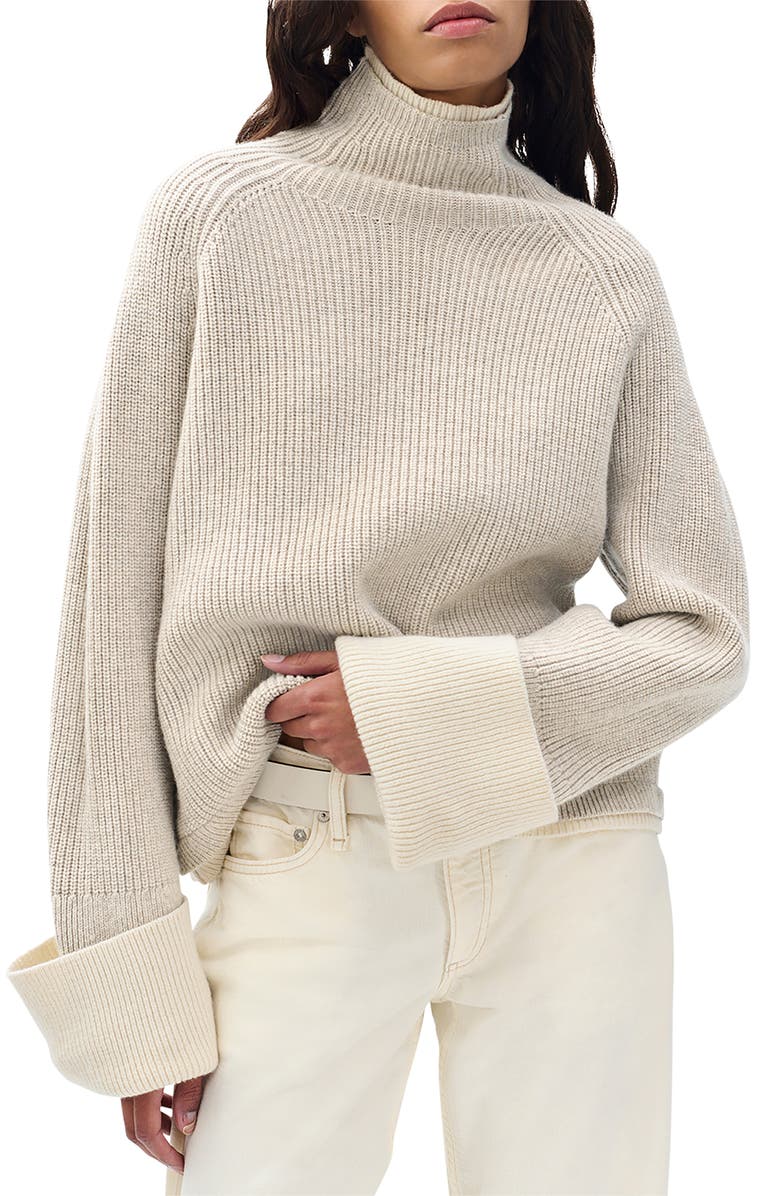 rag & bone Ilaria Contrast Turtleneck Wool Sweater, Main, color, Oat