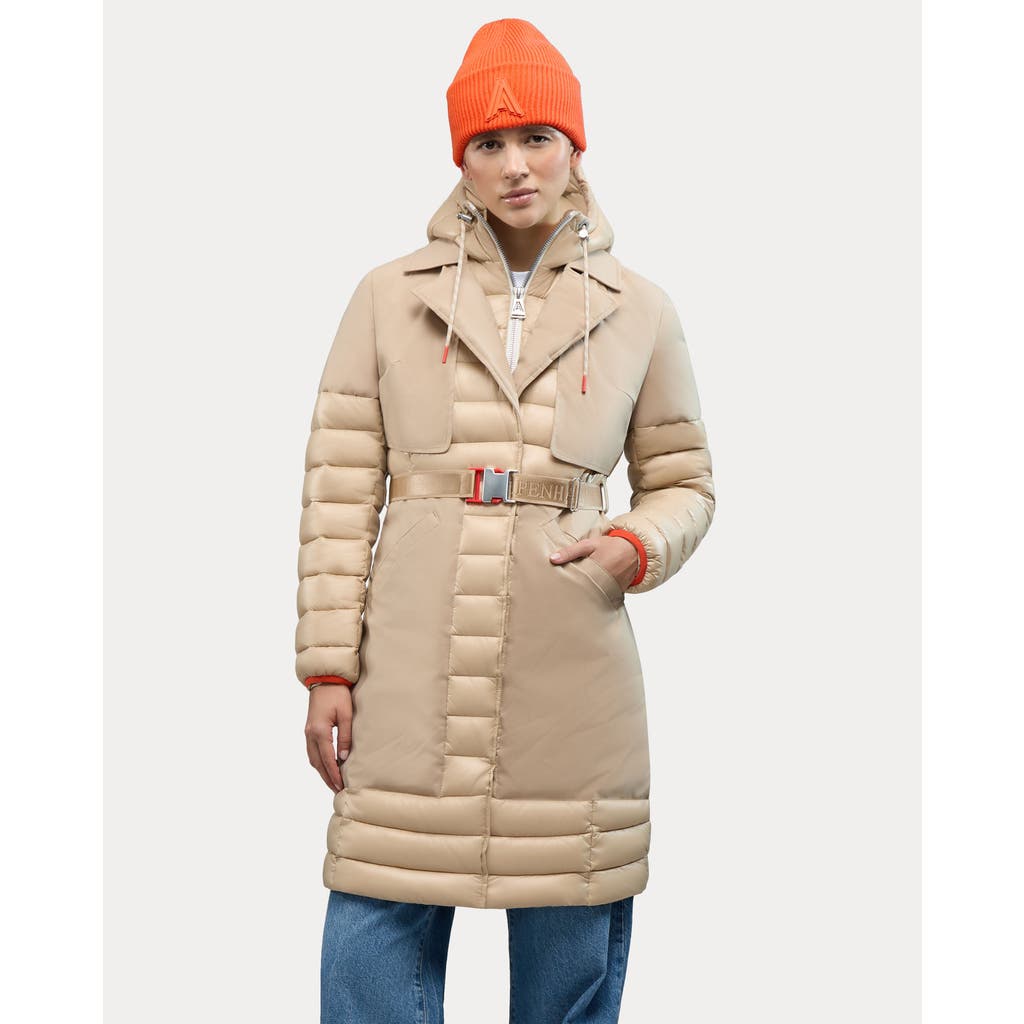 Alpenhaus Beaufort Mixed Media Insulated Trench Coat In Brown