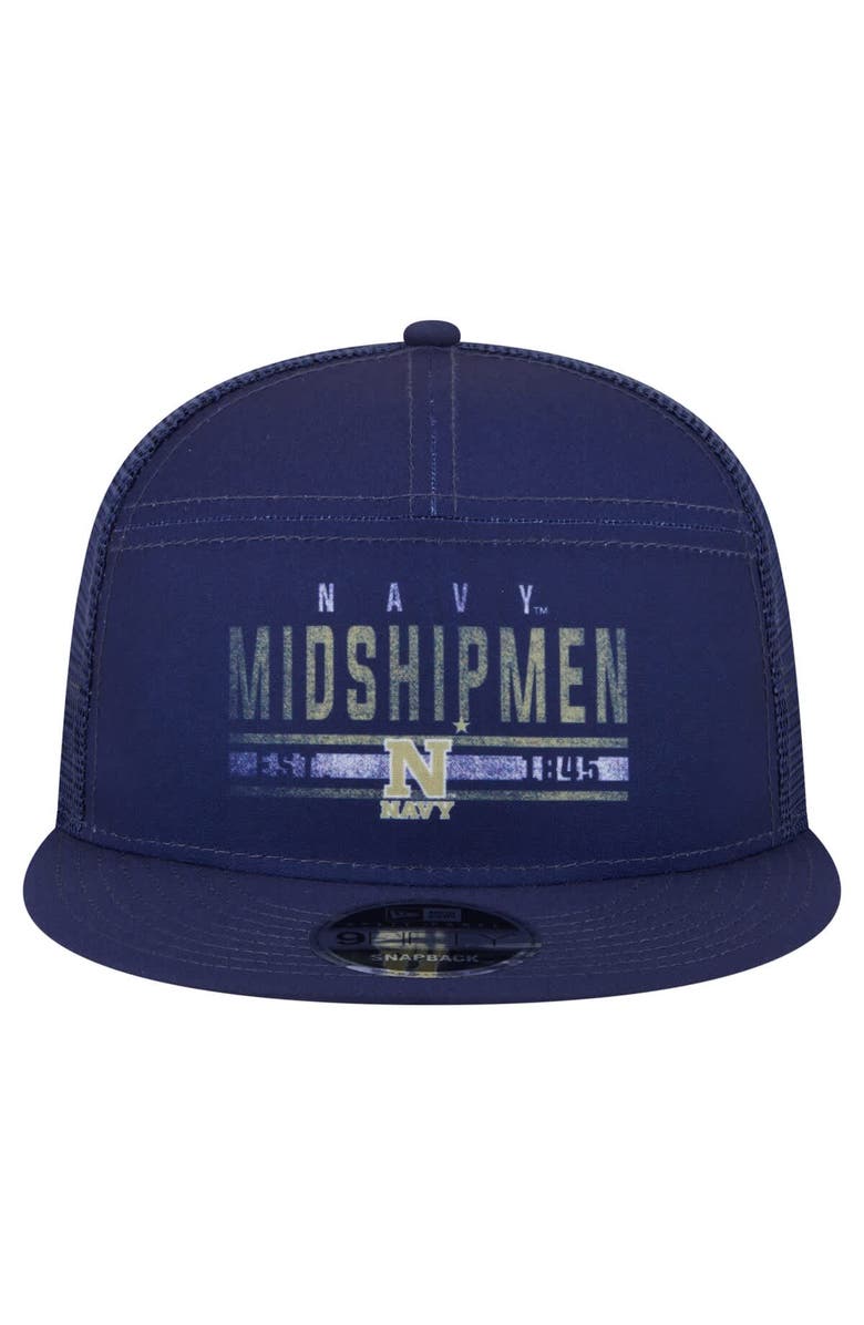 New Era Men's New Era Navy Navy Midshipmen Split Panel 9FIFTY Snapback Trucker Hat, Alternate, color, Navy