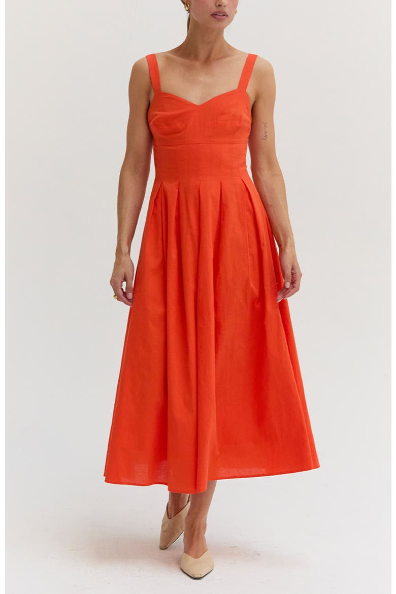 Bustier Cotton Midi Dress, Main, color, Poppy