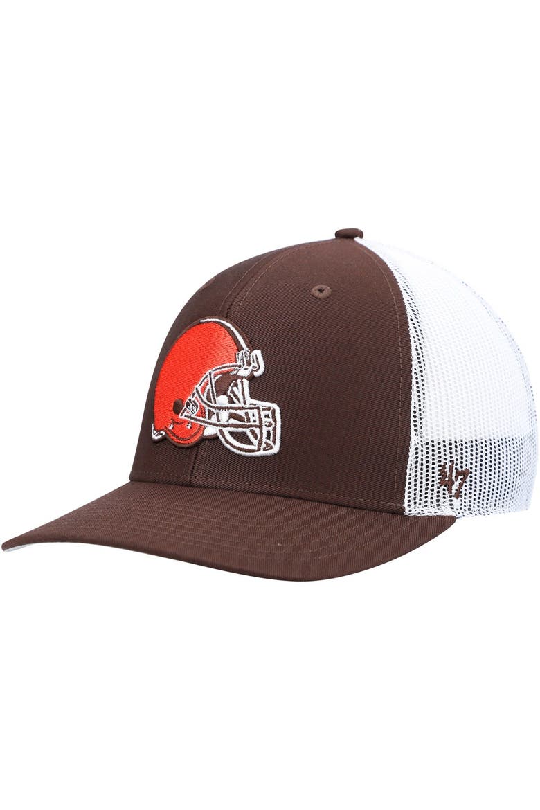 Men's '47 Brown/White Cleveland Browns Trucker Snapback Hat, Main, color, Brown