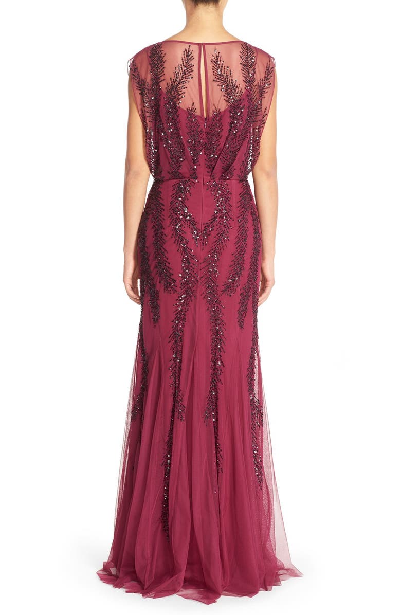 Aidan Mattox Embellished Mesh Blouson Gown, Main, color, 