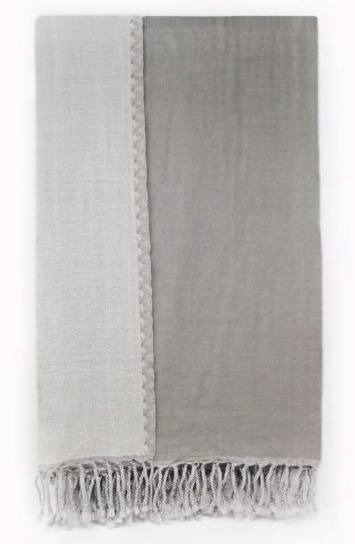 Melange Home Reversible Merino Wool Throw Blanket In Grey/ivory