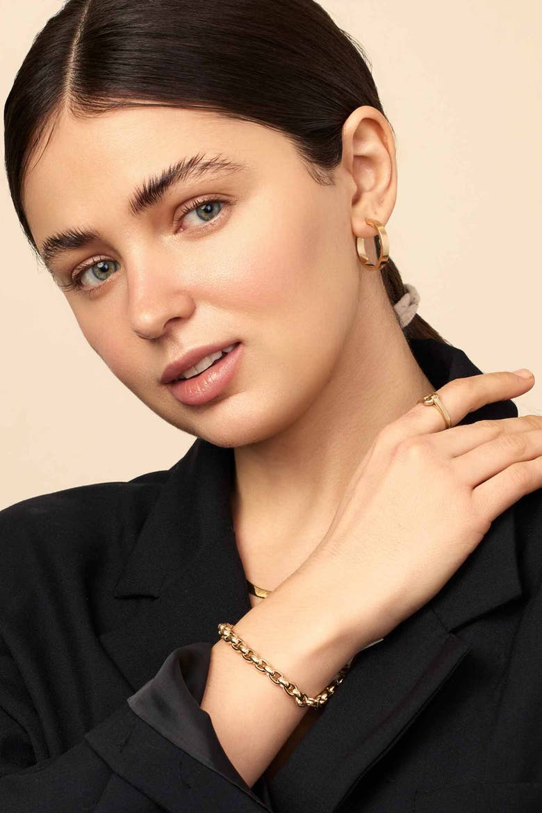 14K Gold Forever Hoops, Alternate, color, Yellow Gold