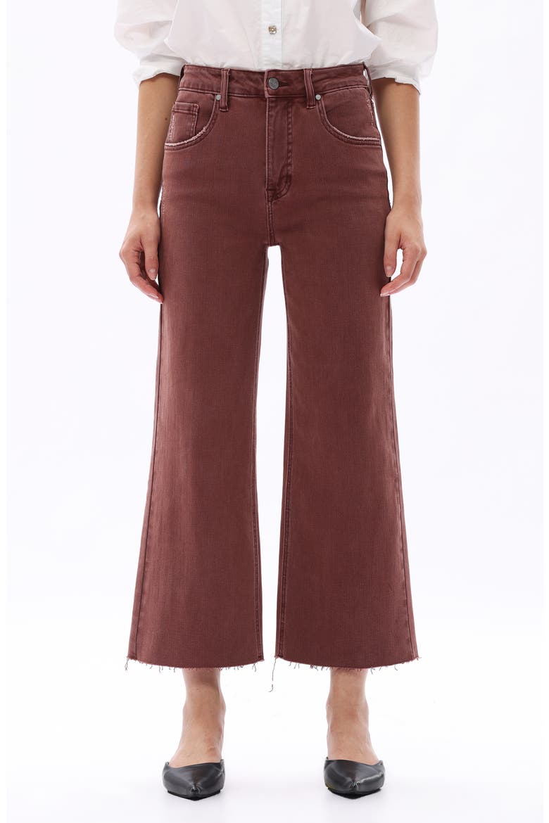 High Waist Raw Hem Wide Leg Jeans, Main, color, CAPPUCCINO