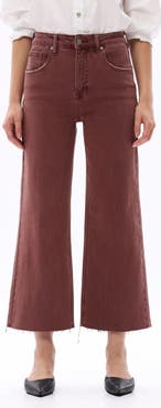 Bayeas High Waist Raw Hem Wide Leg Jeans