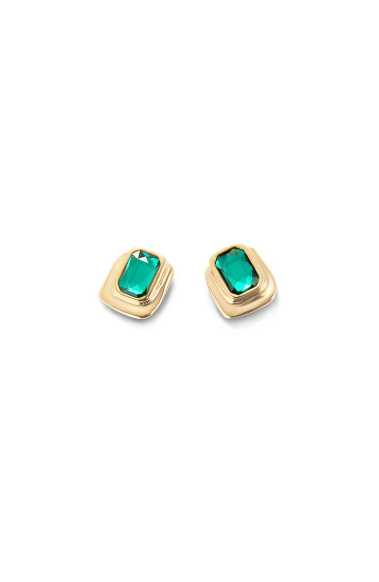 UNODE50 Green Crystal Stud Earrings, Alternate, color, Gold