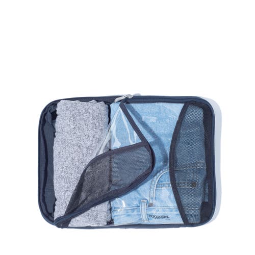 Baggallini 2 Medium / 1 Large Compression Packing Cubes Travel Set In French Navy