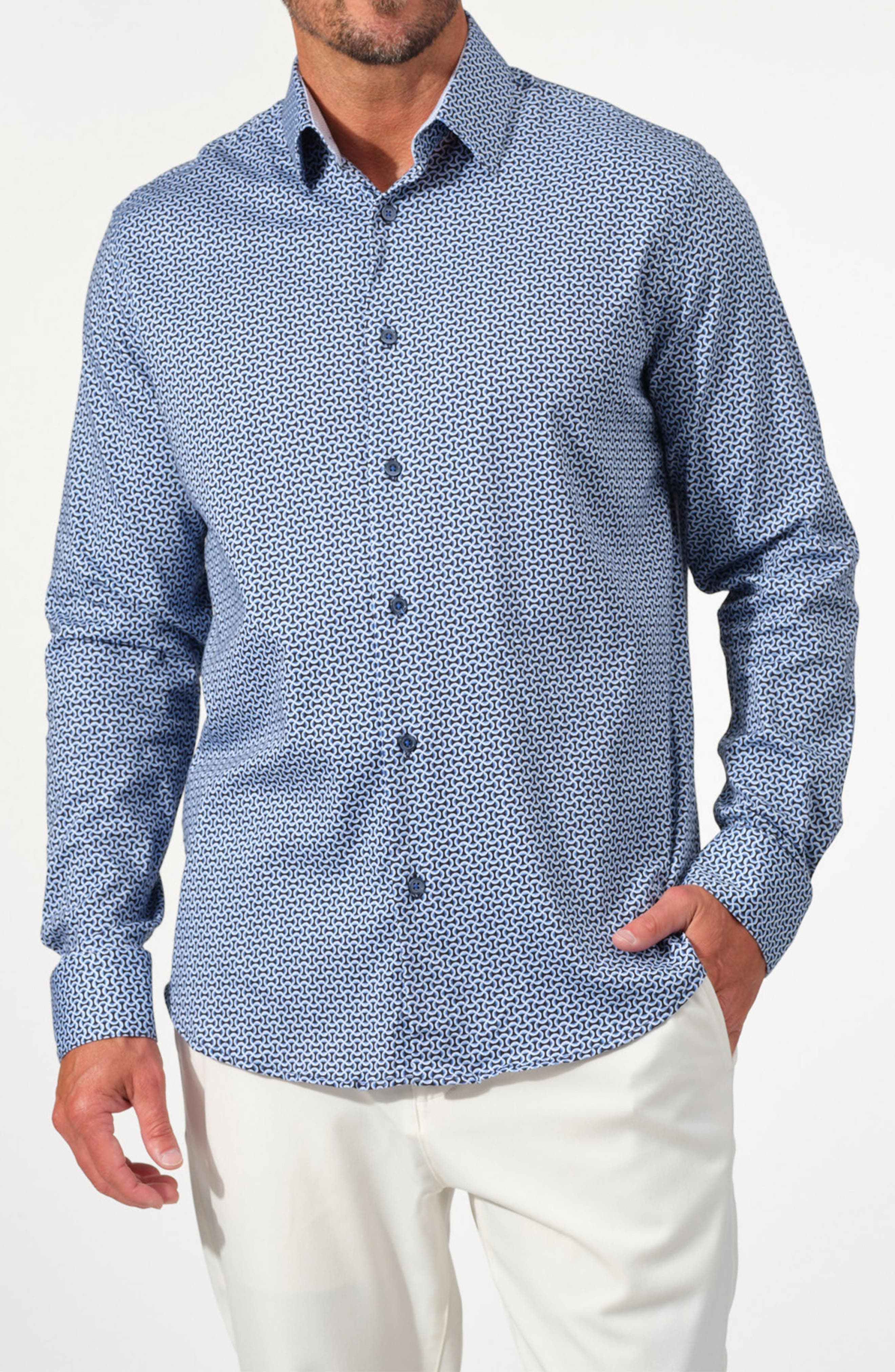Interlink Geo Print Stretch Cotton Shirt