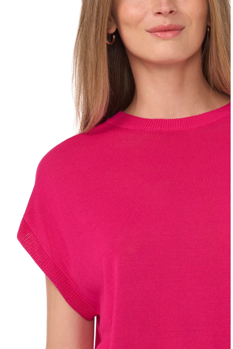 Crewneck Rib Sweater Top, Alternate, color, ELECTRIC PINK