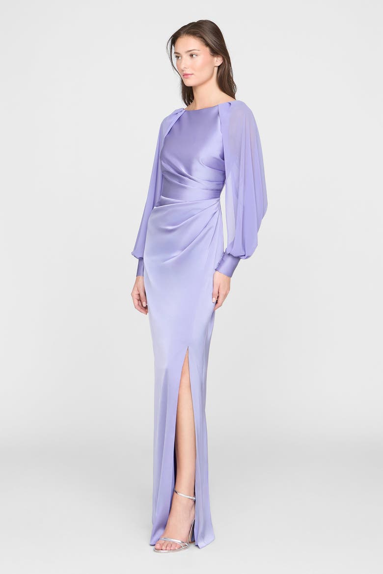 Penelope Satin Column Dress, Alternate, color, Deep Periwinkle