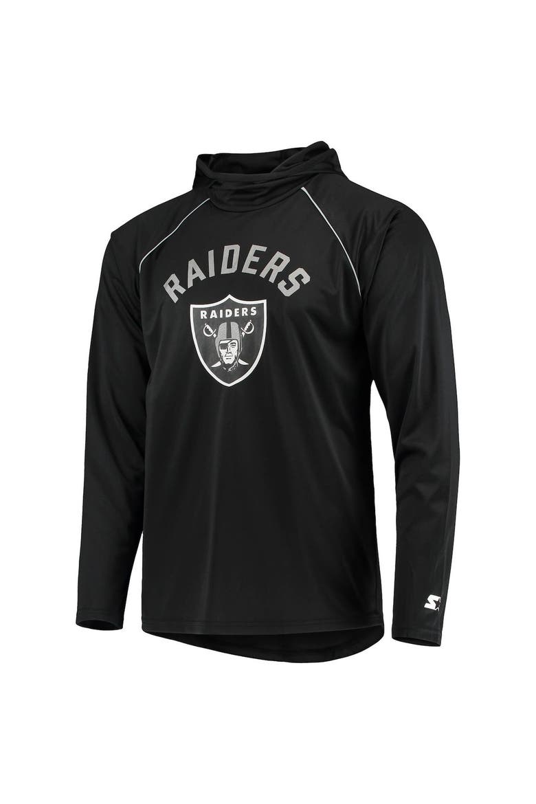 Men's Starter Black Las Vegas Raiders Raglan Long Sleeve Hoodie T-Shirt, Alternate, color, Black