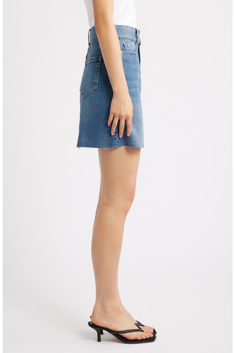 Raw Hem Denim Miniskirt, Alternate, color, MID WASH