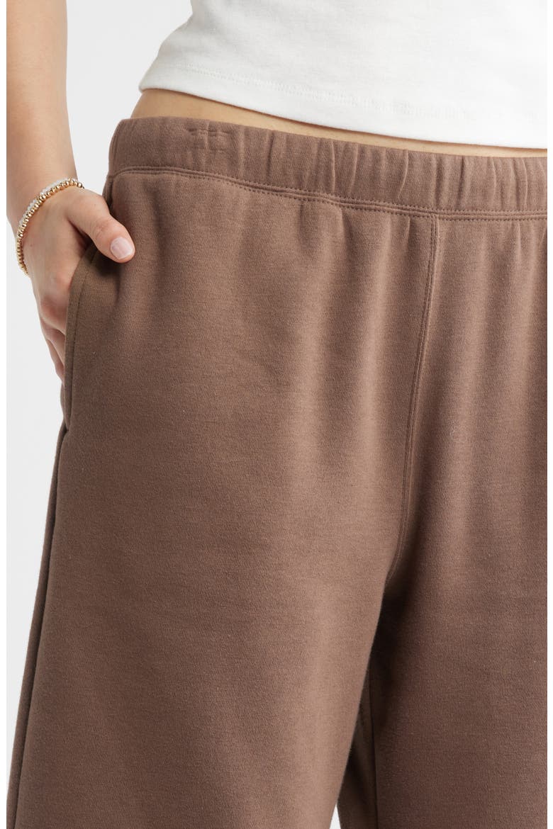 Long Fleece Sweat Shorts, Alternate, color, BROWN QUARTZ