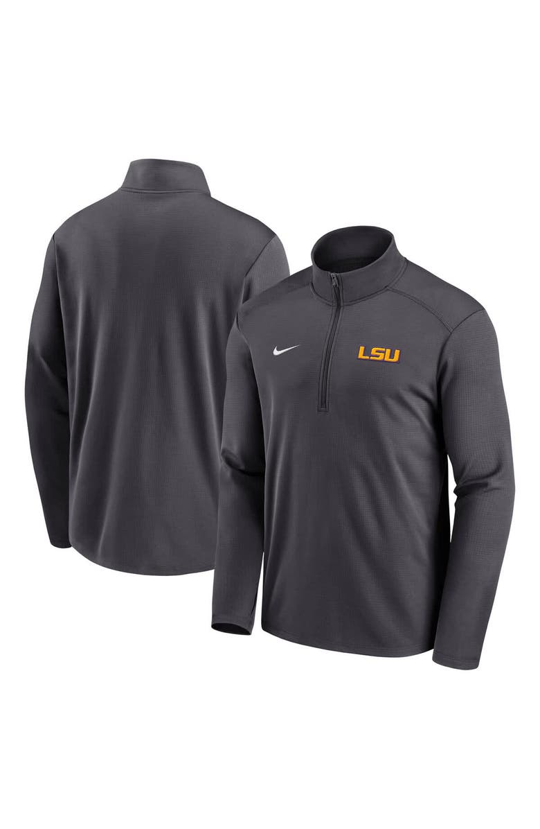 Nike Men's Nike Anthracite LSU Tigers Primetime Pacer Performance Half-Zip Top, Main, color, Anthracite