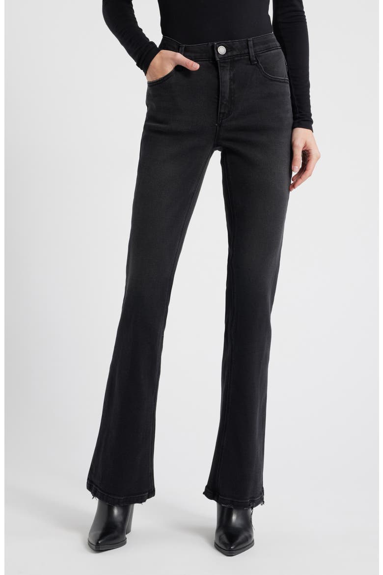 Madison Grinded Hem High Waist Bootcut Jeans, Main, color, WASHED BLACK ARTISANAL