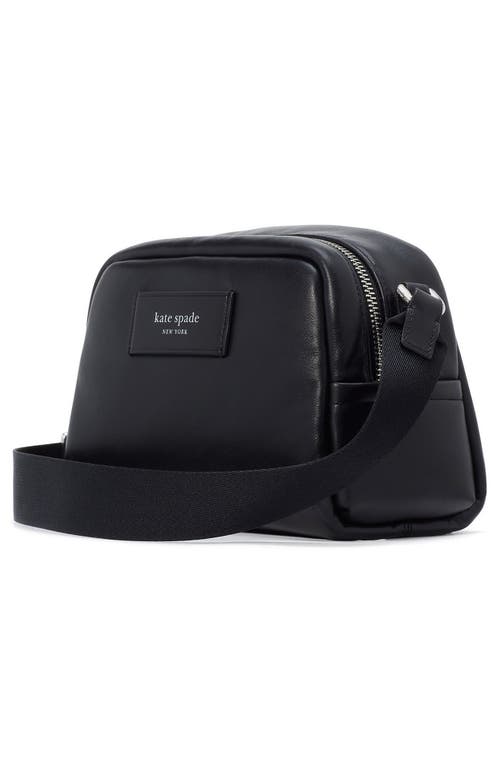 Kate Spade New York Puffed Small Leather Crossbody Bag In Black