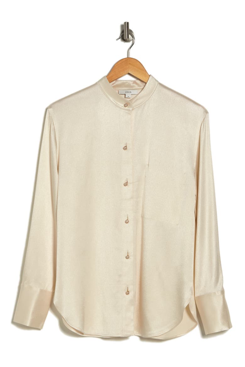 Relaxed Band Collar Button-Up Shirt, Alternate, color, PAMPAS