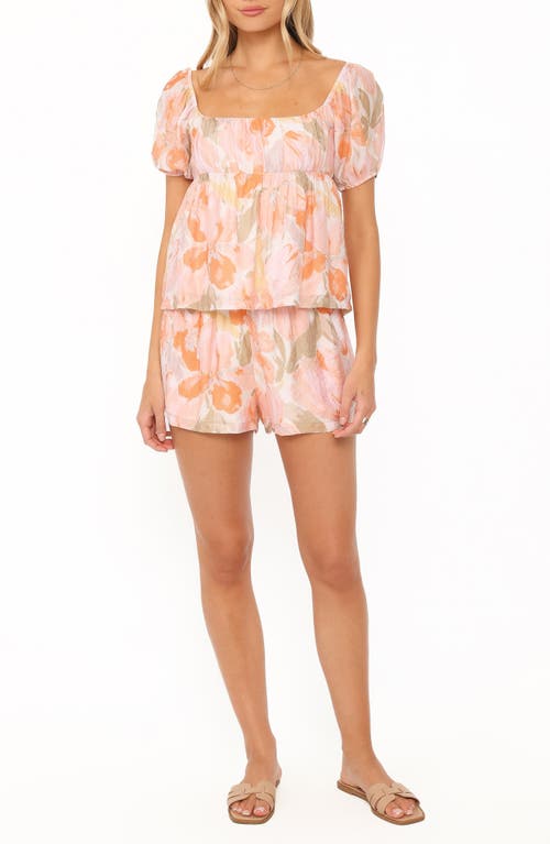 Petal & Pup Julia Floral Open Back Top & Shorts Set in Pink Floral at Nordstrom, Size Medium
