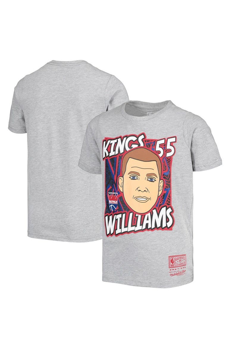Youth Mitchell & Ness Jason Williams Gray Sacramento Kings Hardwood Classics King of the Court Player T-Shirt, Main, color, Gray
