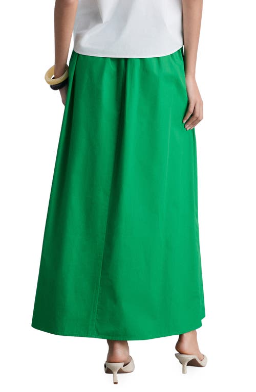 Mango Flared Cotton Midi Skirt In Green