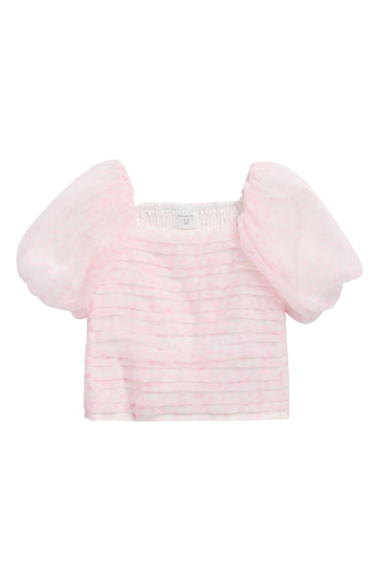 abercrombie kids Kids' Emerson Puff Sleeve Tiered Top, Main, color, Cashmere Rose