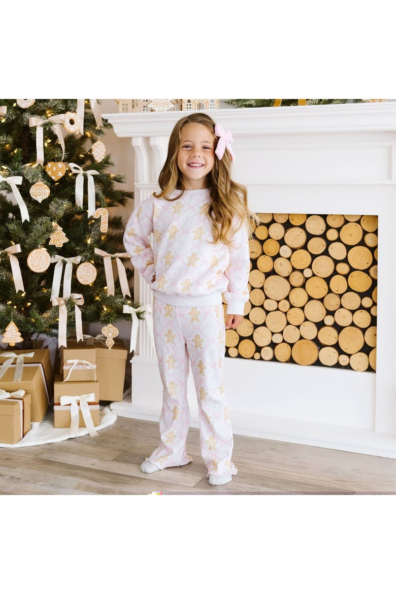 Gingerbread Bow Trellis Christmas Sweatshirt, Alternate, color, Ballet Pink