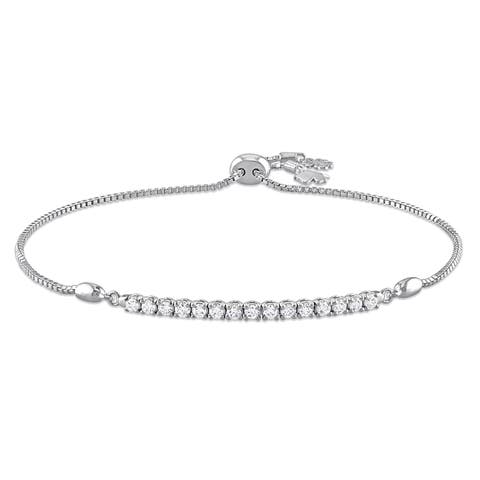 Diamond Bolo Bracelet 14k White Gold