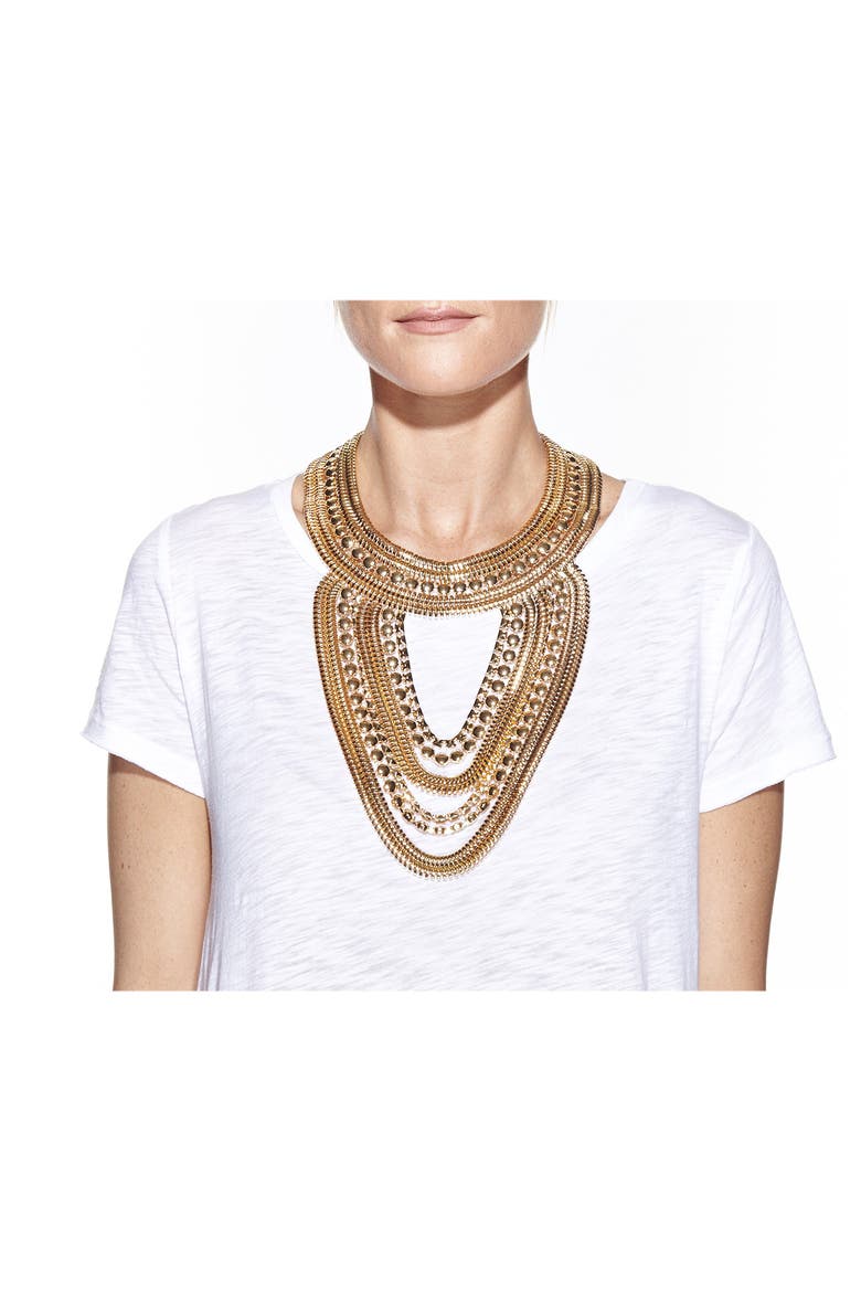 Cleo Statement Necklace, Alternate, color, GOLD