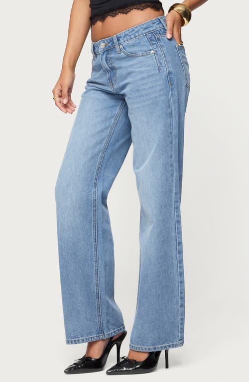 Edikted Holly Mid Rise Straight Leg Jeans In Blue