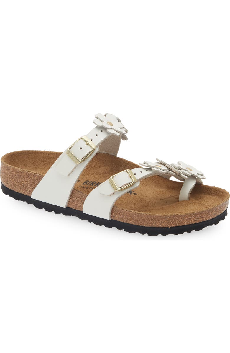 Birkenstock Mayari Flowers Toe Loop Sandal, Main, color, White