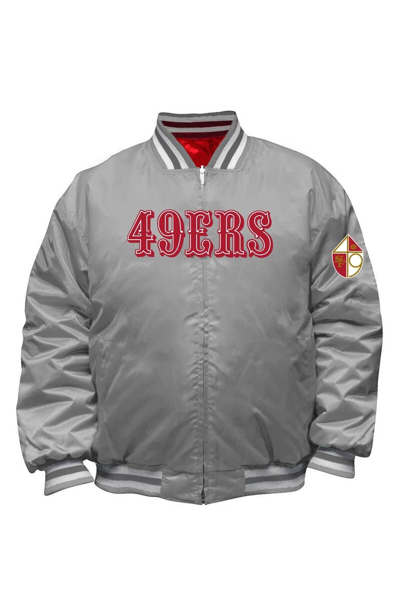 Mitchell & Ness Men's Mitchell & Ness Scarlet/Silver San Francisco 49ers Big & Tall Throwback Reversible Full-Zip Jacket, Alternate, color,
