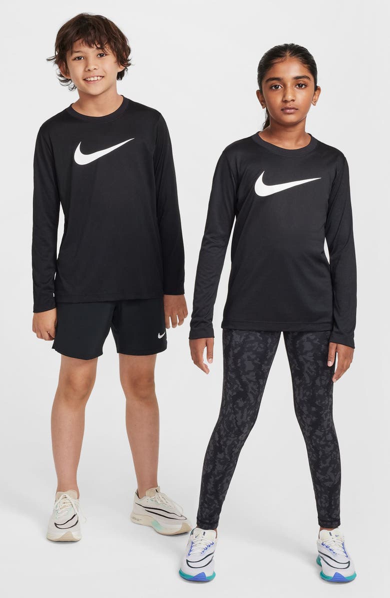 Nike Kids' Legend Dri-FIT Long Sleeve Graphic T-Shirt, Alternate, color, Black