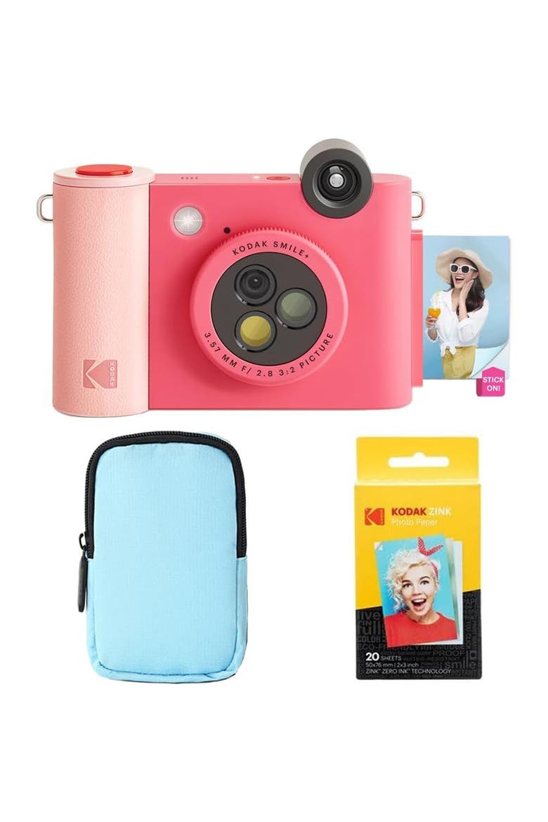Smile+ 2-in-1 Instant Camera w/ Blue Case Bundle, Main, color, Fuchsia