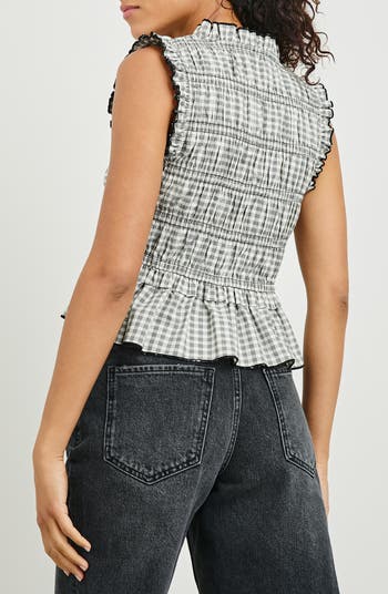 Martine Gingham Smocked Ruffle Crop Top