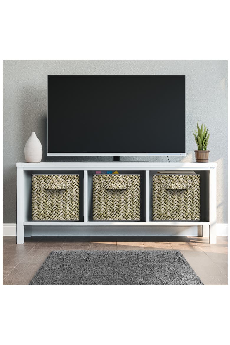 FABRIC STORAGE BIN SET, Alternate, color, WOVEN GRAY