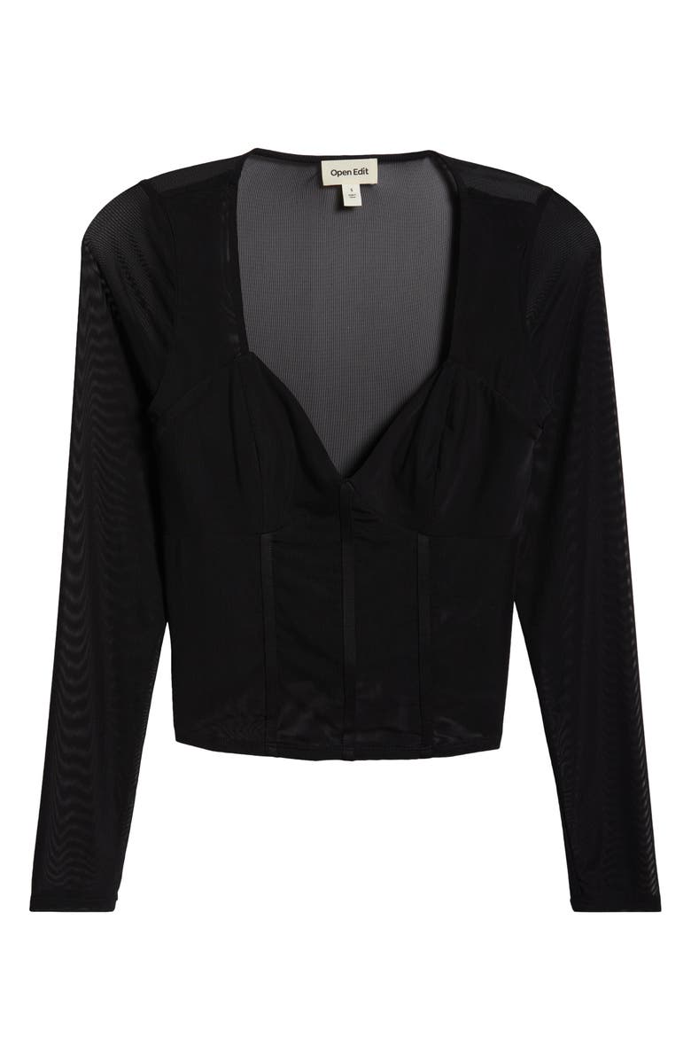 Open Edit Semisheer Mesh Corset Top, Alternate, color, 