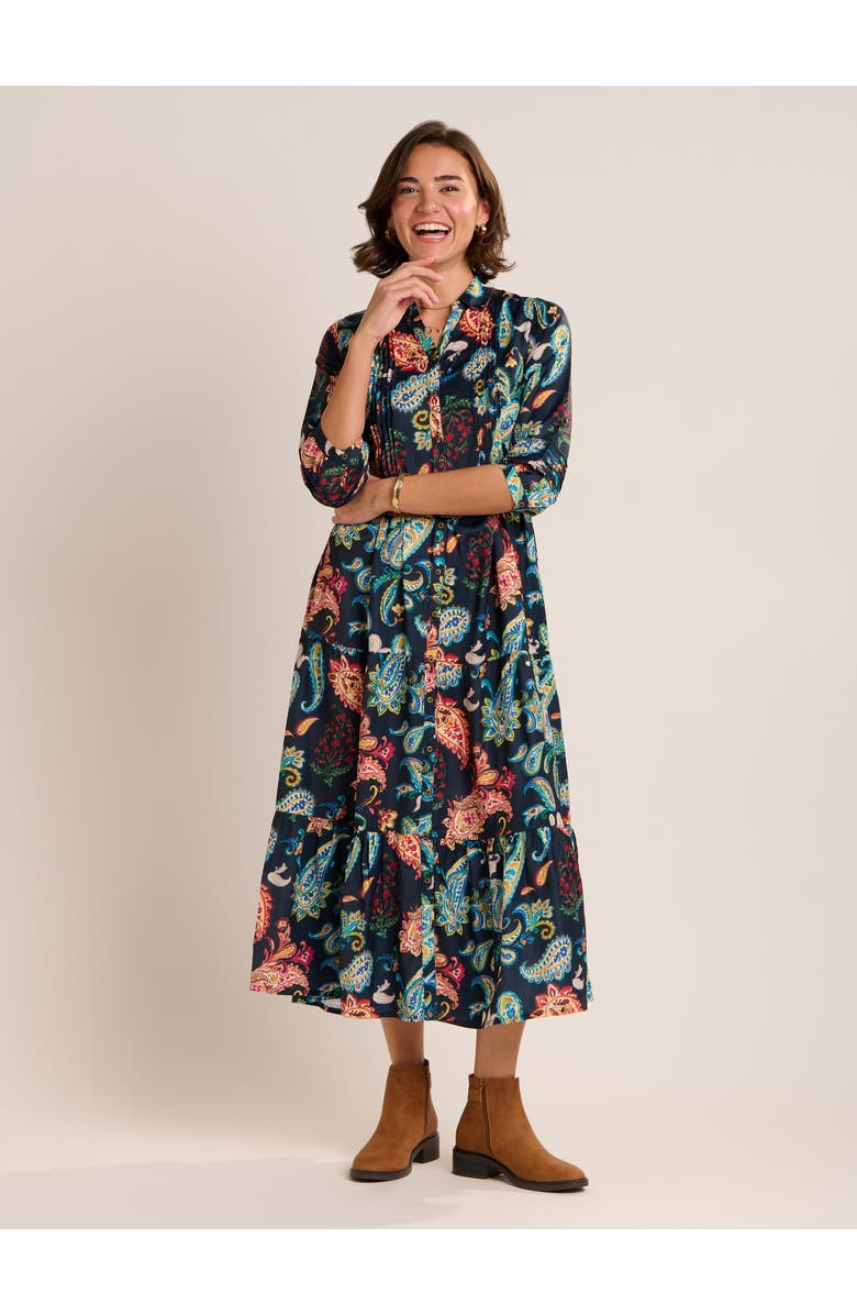 Brakeburn Estrella Sculpted Collar Maxi Dress, Main, color, Navy