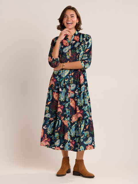 Estrella Sculpted Collar Maxi Dress