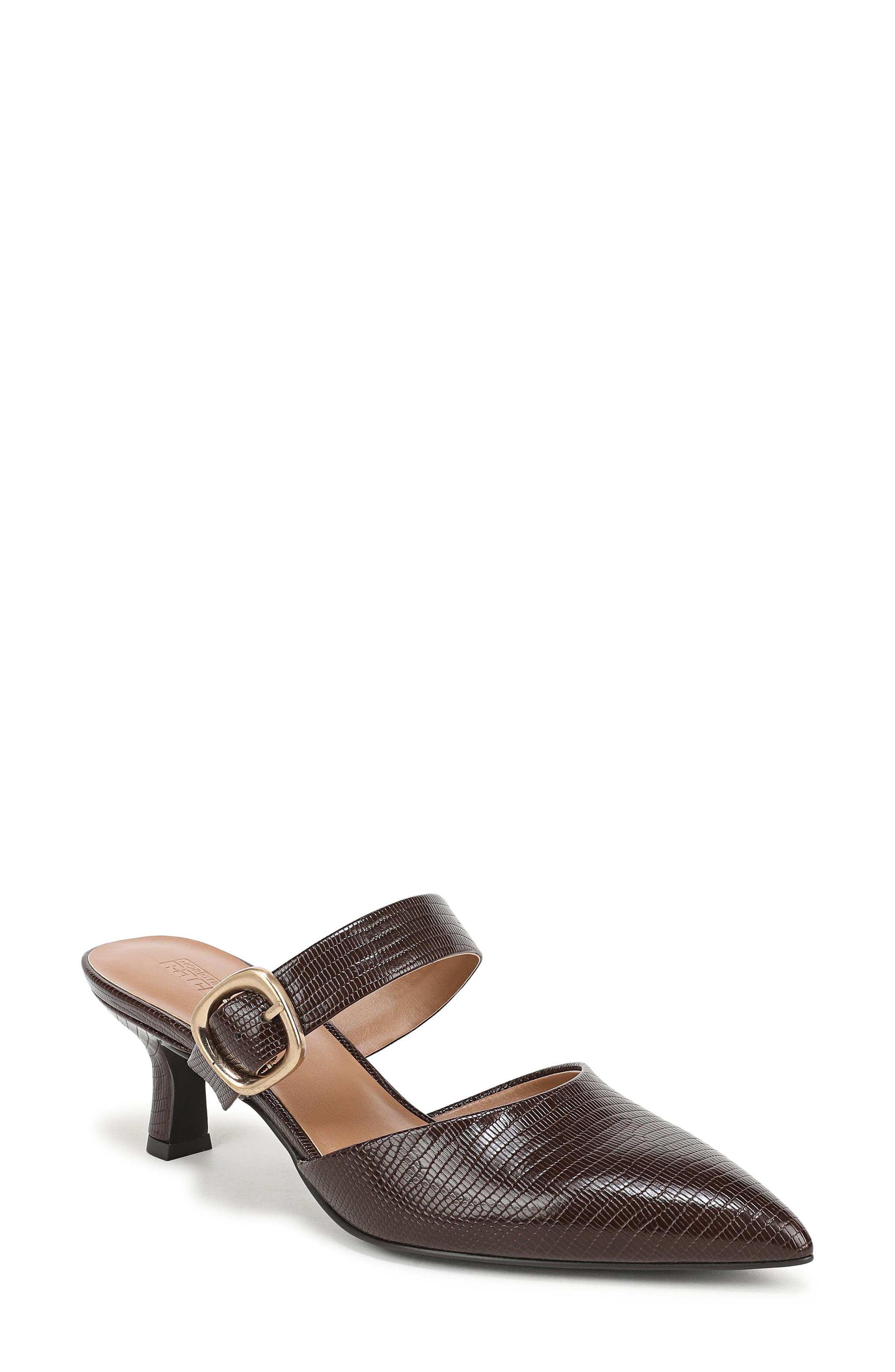 Gianna Faux Leather Embossed Mule, Main, color, BROWN DARK CHOCOLATE